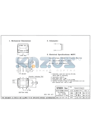 XF3906-EP7 datasheet - TRANSFORMER