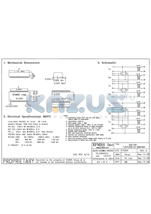 XF4354 datasheet - QUAD PORT T1/CEPT/ISDN-PRI TRANSFORMER