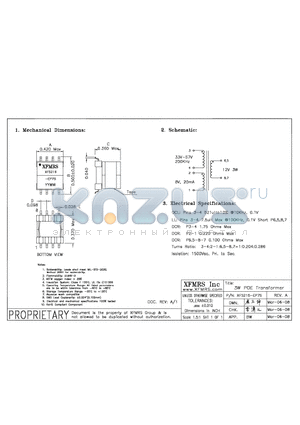 XF5216-EP7S datasheet - 3W POE Transformer