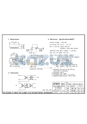 XFATM3B datasheet - 10/100BASE-T MAGNETICS MODULES