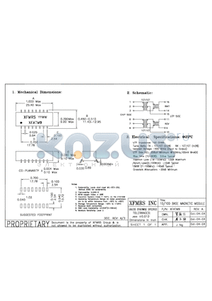 XFATM9 datasheet - 10/100 BASE MAGNETIC MODULE