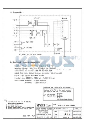 XFATM9L-USBXU-2 datasheet - STACKED USB COMBO