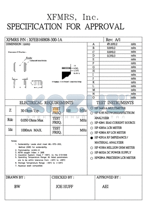 XFEB160808-300-1A datasheet - SPECIFICATION FOR APPROVAL