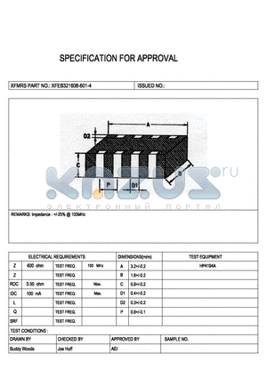 XFEB321608-601-4 datasheet - SPECIFICATION FOR APPROVAL
