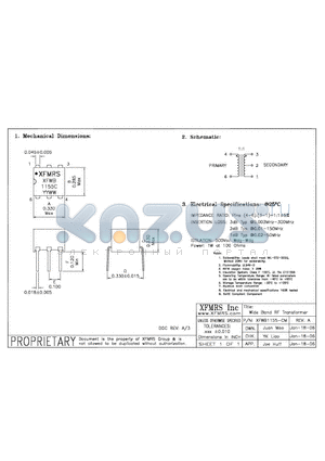 XFWB1155-CM datasheet - Wide Band RF Transformer