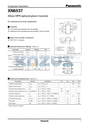 XN6537 datasheet - Silicon NPN epitaxial planer transistor