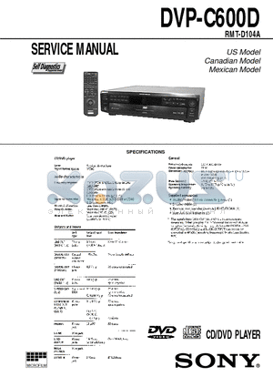 DVP-C600D datasheet - US Model, Canadian Model, Mexican Model