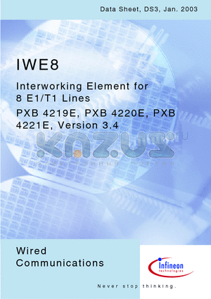 PXB4219E datasheet - Interworking Element for 8 E1/T1 Lines