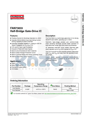 FAN73833MX datasheet - Half-Bridge Gate-Drive IC