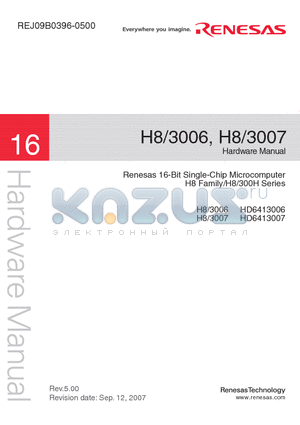 HD6413007 datasheet - 16-Bit Single-Chip Microcomputer