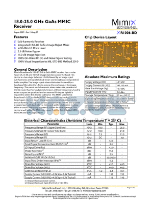 XR1006-BD-EV1 datasheet - 18.0-25.0 GHz GaAs MMIC Receiver