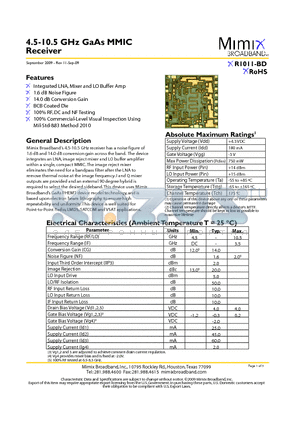 XR1011-BD_09 datasheet - 4.5-10.5 GHz GaAs MMIC