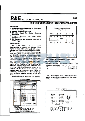 4543B datasheet - BCD-TO-SEVEN SEGMENT LATCH/DECODER/DRIVER