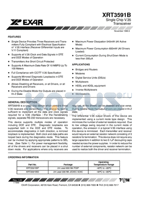 XRT3591BID datasheet - SINGLECHIP V. 35 TRANSCEIVER