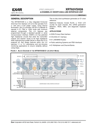 XRT83VSH28IB datasheet - 8-CHANNEL E1 SHORT-HAUL LINE INTERFACE UNIT