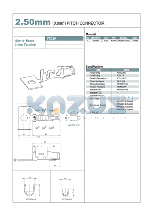 YT250 datasheet - 2.50mm PITCH CONNECTOR