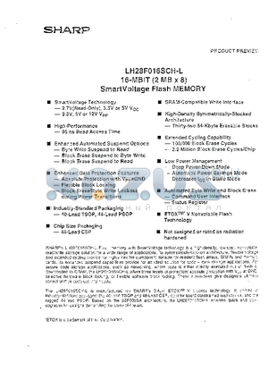 LH28F016SCH datasheet - 16-MBIT(2 MB x 8) SmartVoltage Flash MEMORY