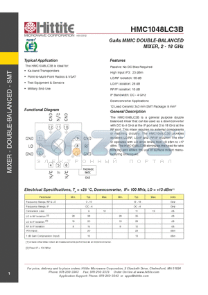 HMC1048LC3B datasheet - GaAs MMIC DOUBLE-BALANCED