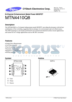 MTN4410Q8 datasheet - N-Channel Enhancement Mode Power MOSFET