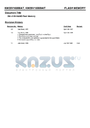 KM29V16000AIT datasheet - FLASH MEMORY