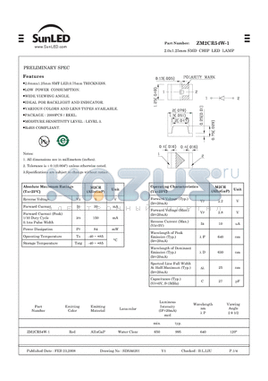 ZM2CR54W-1 datasheet - 2.0x1.25mm SMD CHIP LED LAMP