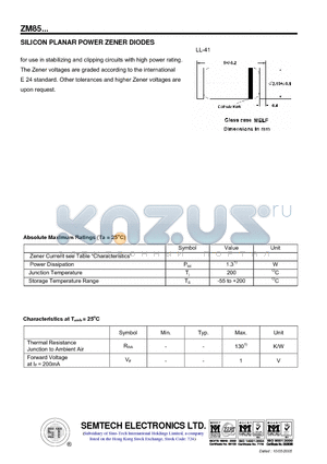 ZM85C6V2 datasheet - SILICON PLANAR POWER ZENER DIODES