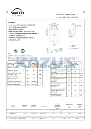 ZMDK85WA datasheet - 3x 2.4mm SMD CHIP LED LAMP