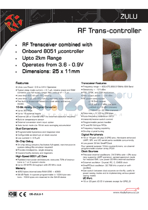 ZULU-868-SO datasheet - RT Trans-controller