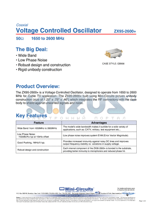 ZX95-2600 datasheet - Voltage Controlled Oscillator