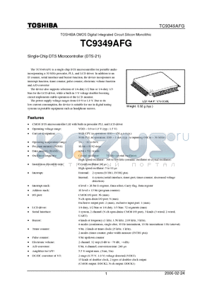 TC9349AFG datasheet - Single-Chip DTS Microcontroller (DTS-21)