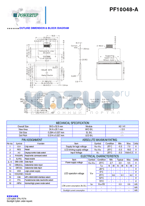 PF10048-A datasheet - OUTLINE DIMENSION & BLOCK DIAGRAM