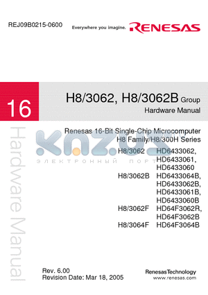 H8/3062F datasheet - Renesas 16-Bit Single-Chip Microcomputer H8 Family/H8/300H Series