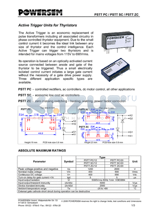 PSTTZC datasheet - Active Trigger Units for Thyristors