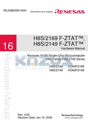 H8S/2169 datasheet - Renesas 16-Bit Single-Chip Microcomputer H8S Family/H8S/2100 Series