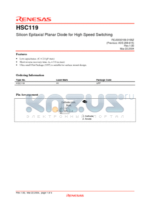 HSC119 datasheet - Silicon Epitaxial Planar Diode for High Speed Switching