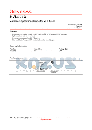 HVU327C datasheet - Variable Capacitance Diode for VHF tuner