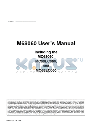 MC68060 datasheet - M68060 User  Manual