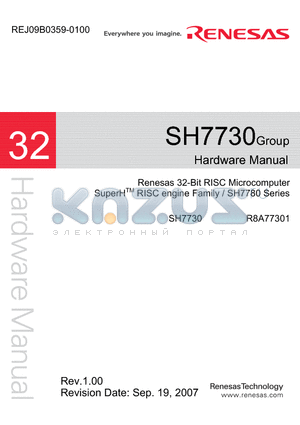 SH7730 datasheet - Renesas 32-Bit RISC Microcomputer SuperHTM RISC engine Family / SH7780 Series