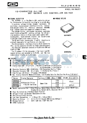 NJU6469XFG1 datasheet - 12-CHARACTER 2-LINE DOT MATRIX LCD CONTROLLER DRIVER