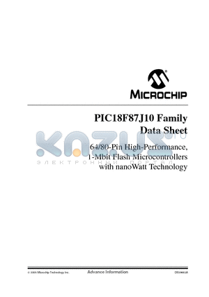 PIC18F86J15I/PTSQTP datasheet - 64/80-Pin High-Performance, 1-Mbit Flash Microcontrollers with nanoWatt Technology