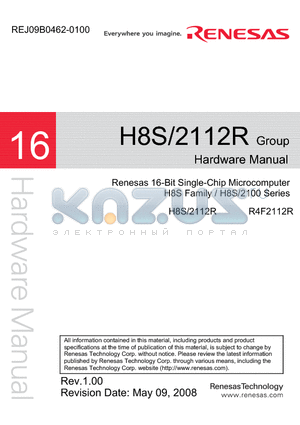 R4F2112R datasheet - 16-Bit Single-Chip Microcomputer H8S Family / H8S/2100 Series