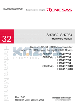 SH7034B datasheet - 32-Bit RISC Microcomputer