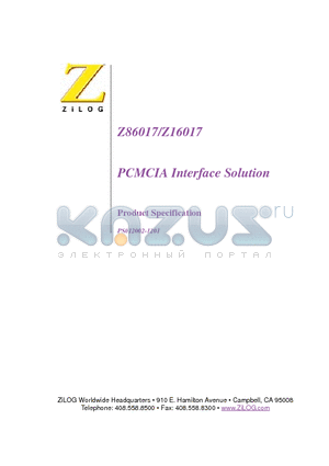 Z16017 datasheet - PCMCIA Interface Solution