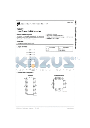 100321DMQB datasheet - Low Power 9-Bit Inverter