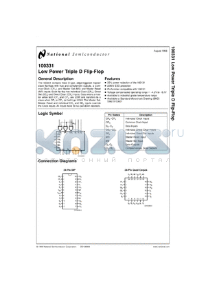 5962-9153601VYA datasheet - Low Power Triple D Flip-Flop