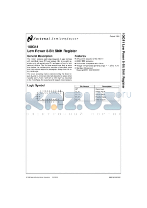 5962-9459101MXA datasheet - Low Power 8-Bit Shift Register