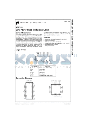 5962-9165401MXA datasheet - Low Power Quad Multiplexer/Latch