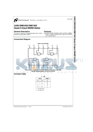 JM38510/00104BD datasheet - Quad 2-Input NAND Gate