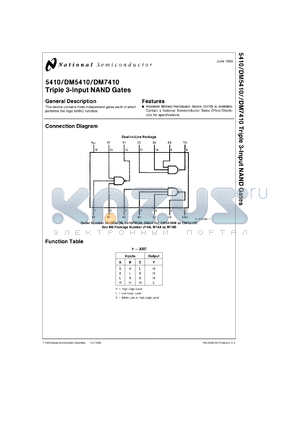 JM38510/00103BD datasheet - Triple 3-Input NAND Gate