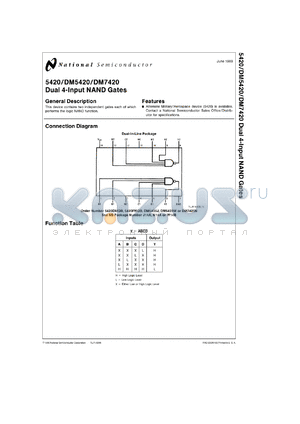 JM38510/00102BC datasheet - Dual 4-Input NAND Gate